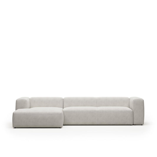 Lund 4 Seater Sofa with Left Side Chaise - White Fleece