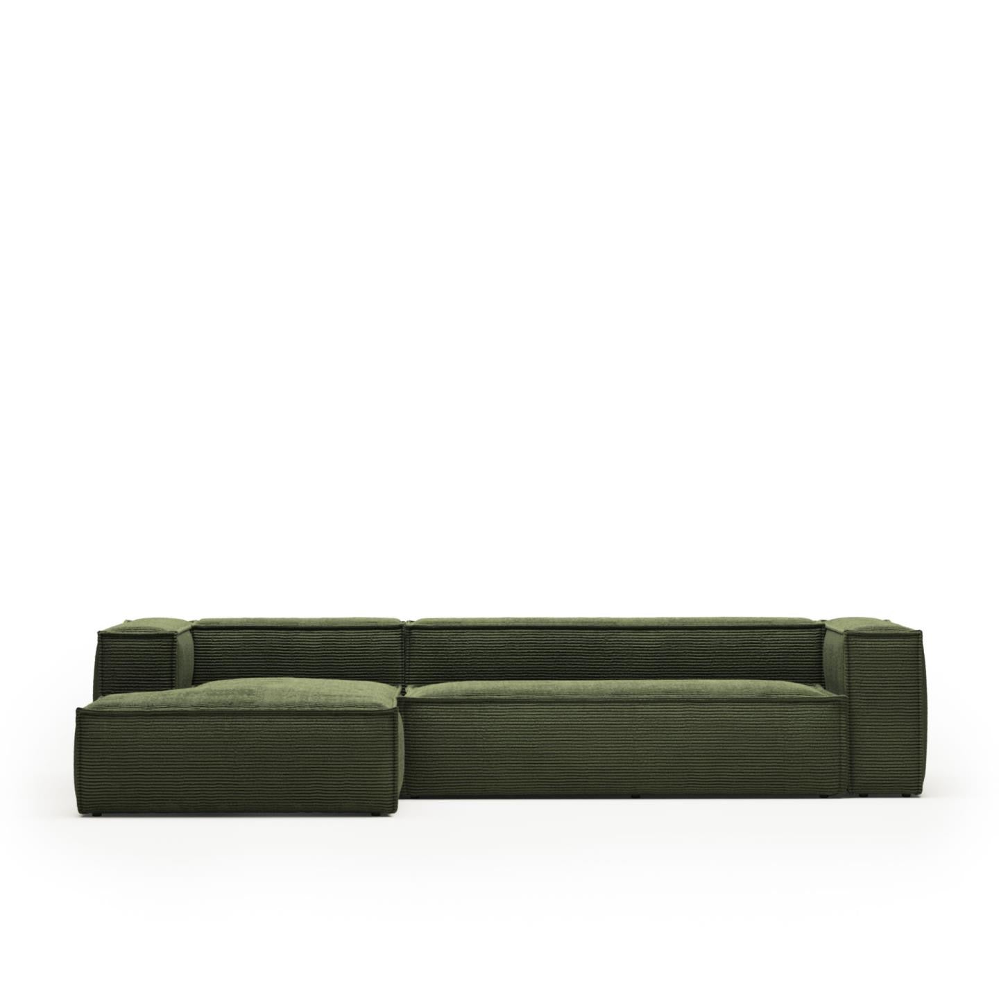 Lund 4 Seater Sofa with Left Side Chaise - Green Corduroy