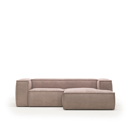 Lund 2 Seater Sofa with Right Side Chaise - Pink Corduroy