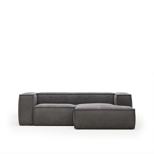 Lund 2 Seater Sofa with Right Side Chaise - Grey Corduroy