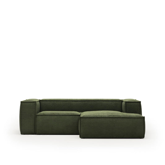 Lund 2 Seater Sofa with Right Side Chaise - Green Corduroy