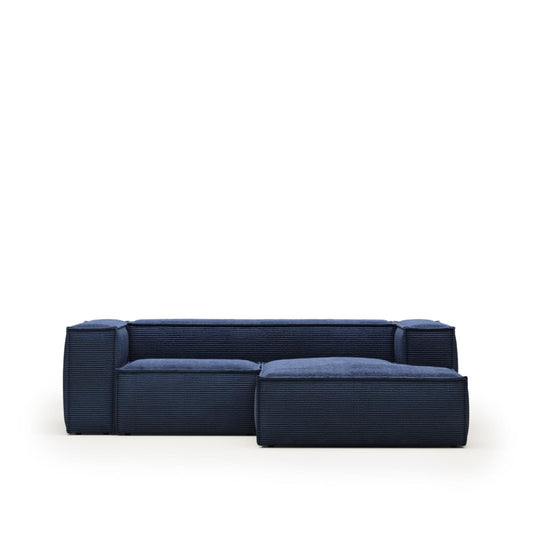 Lund 2 Seater Sofa with Right Side Chaise - Blue Corduroy