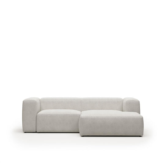 Lund 2 Seater Sofa with Right Side Chaise - White Fleece