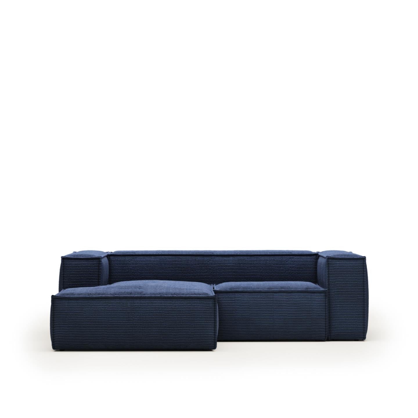 Lund 2 Seater Sofa with Left Side Chaise - Blue Corduroy