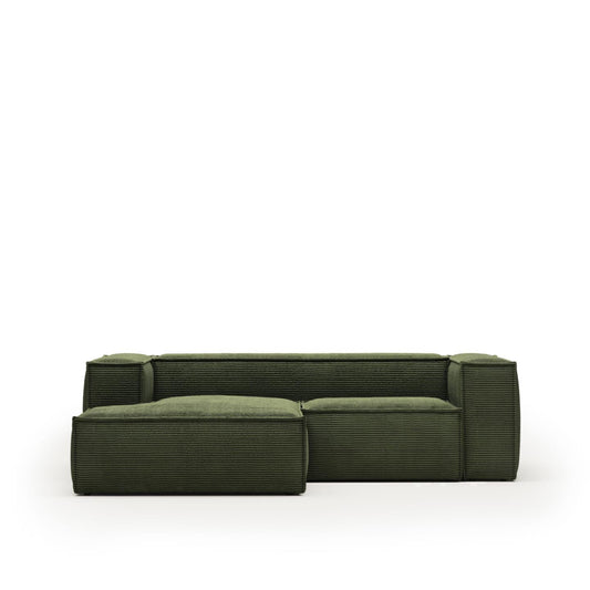 Lund 2 Seater Sofa with Left Side Chaise - Green Corduroy