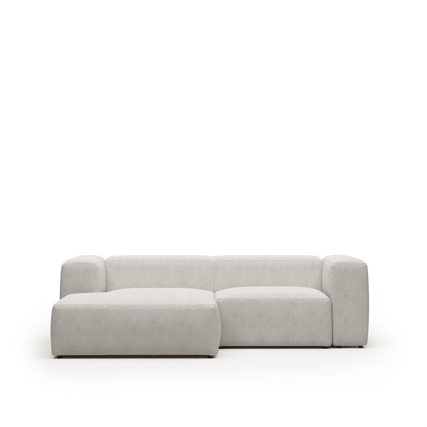 Lund 2 Seater Sofa with Left Side Chaise - White Fleece