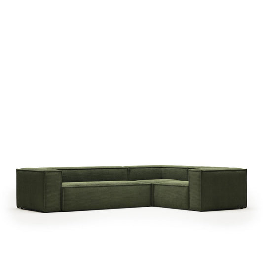 Lund 4 Seater Corner Sofa - Green Corduroy