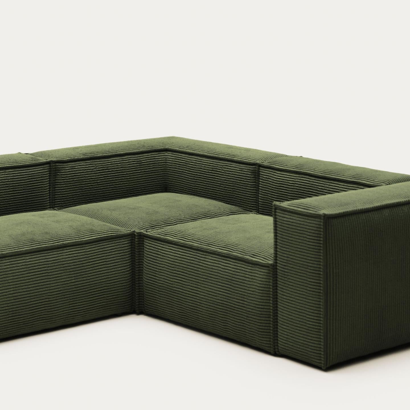 Lund 4 Seater Corner Sofa - Green Corduroy
