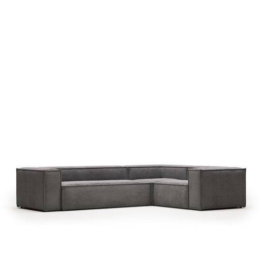 Lund 4 Seater Corner Sofa - Grey Corduroy