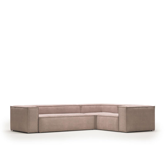 Lund 4 Seater Corner Sofa - Pink Corduroy