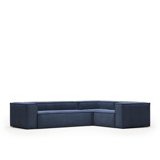 Lund 4 Seater Corner Sofa - Blue Corduroy