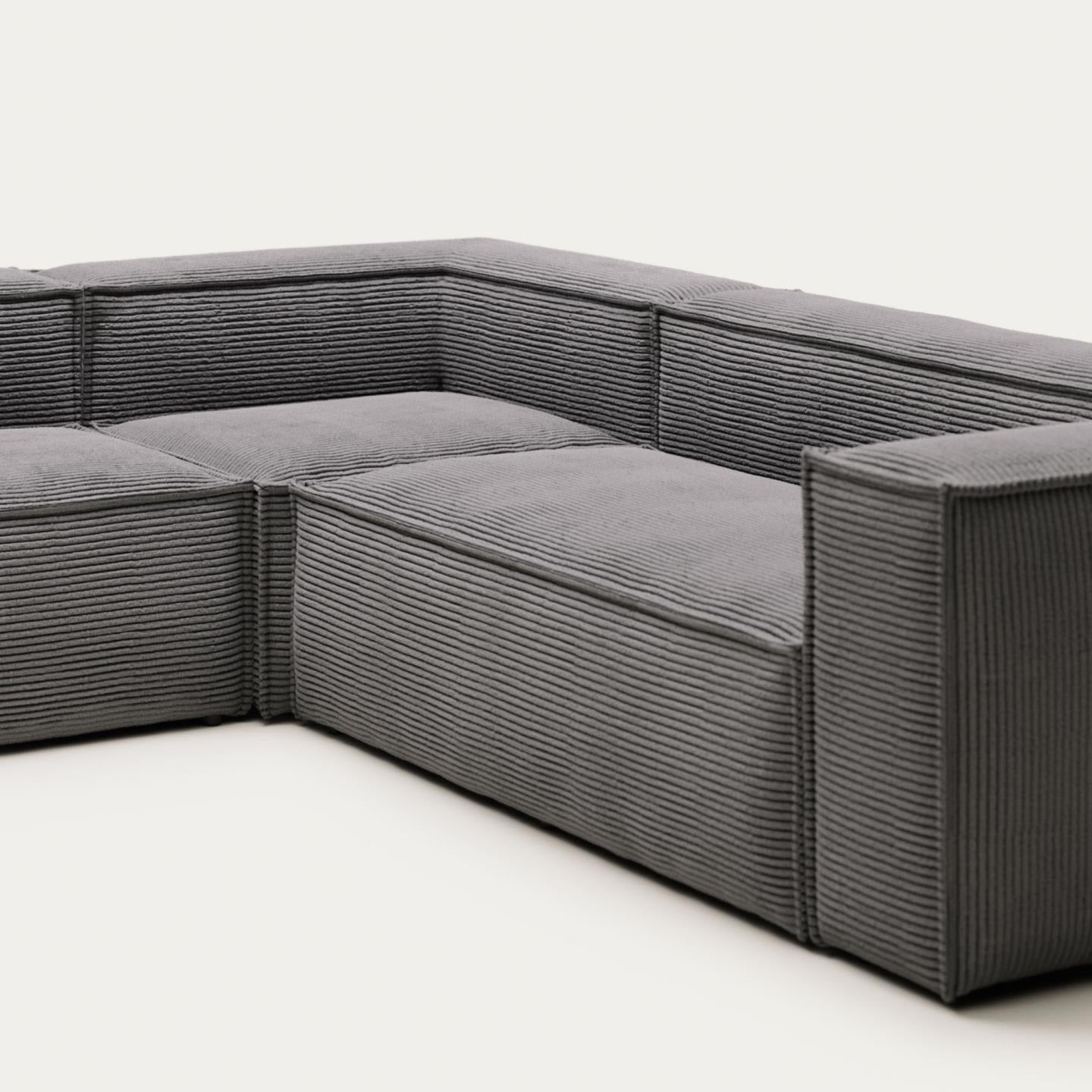 Lund 5 Seater Corner Sofa - Grey Corduroy
