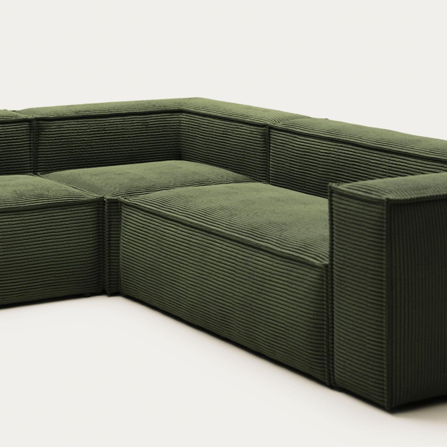 Lund 5 Seater Corner Sofa - Green Corduroy