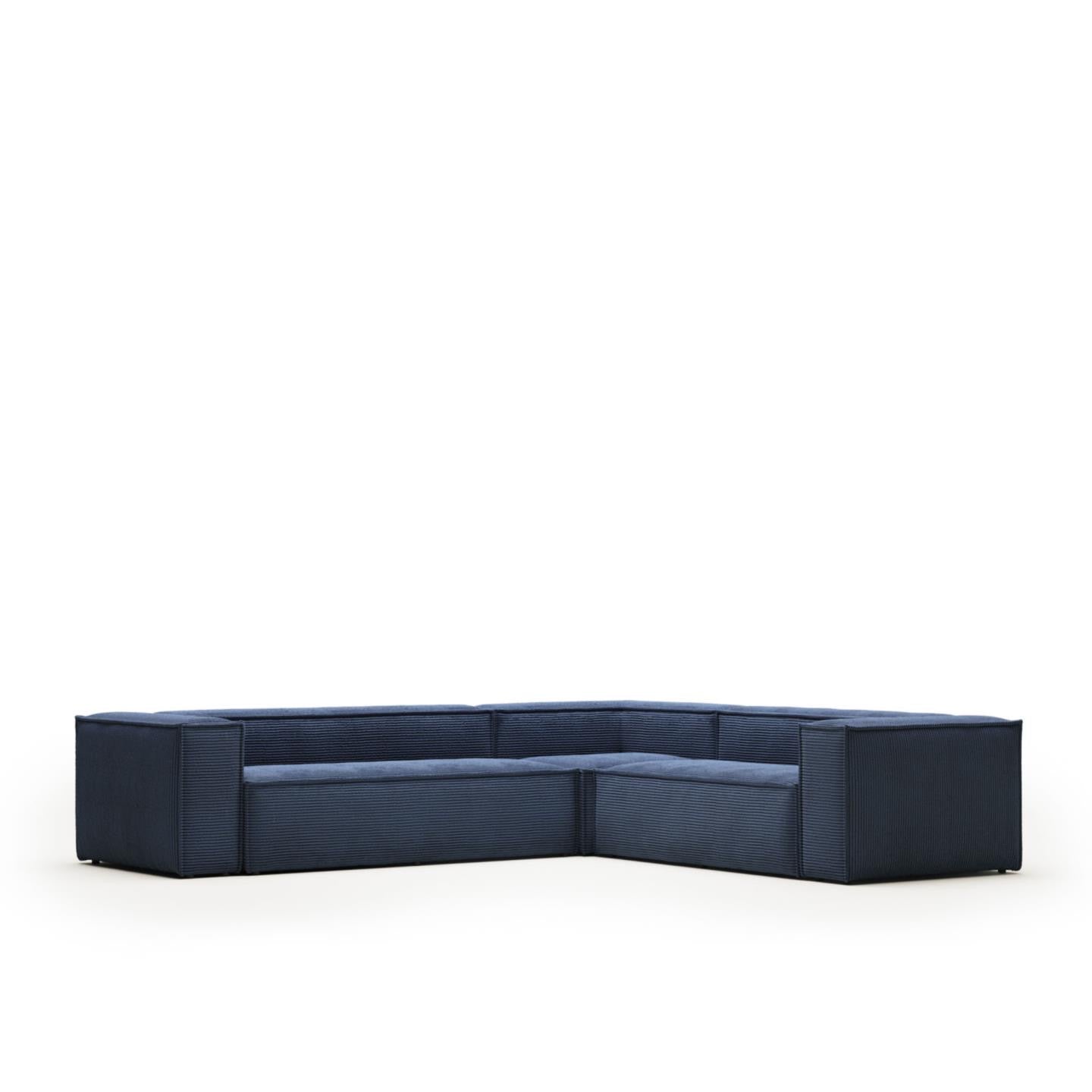 Lund 5 Seater Corner Sofa - Blue Corduroy