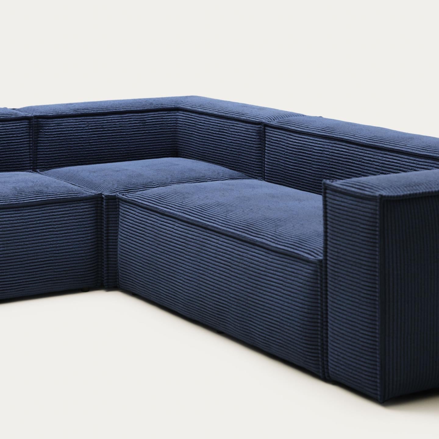 Lund 5 Seater Corner Sofa - Blue Corduroy