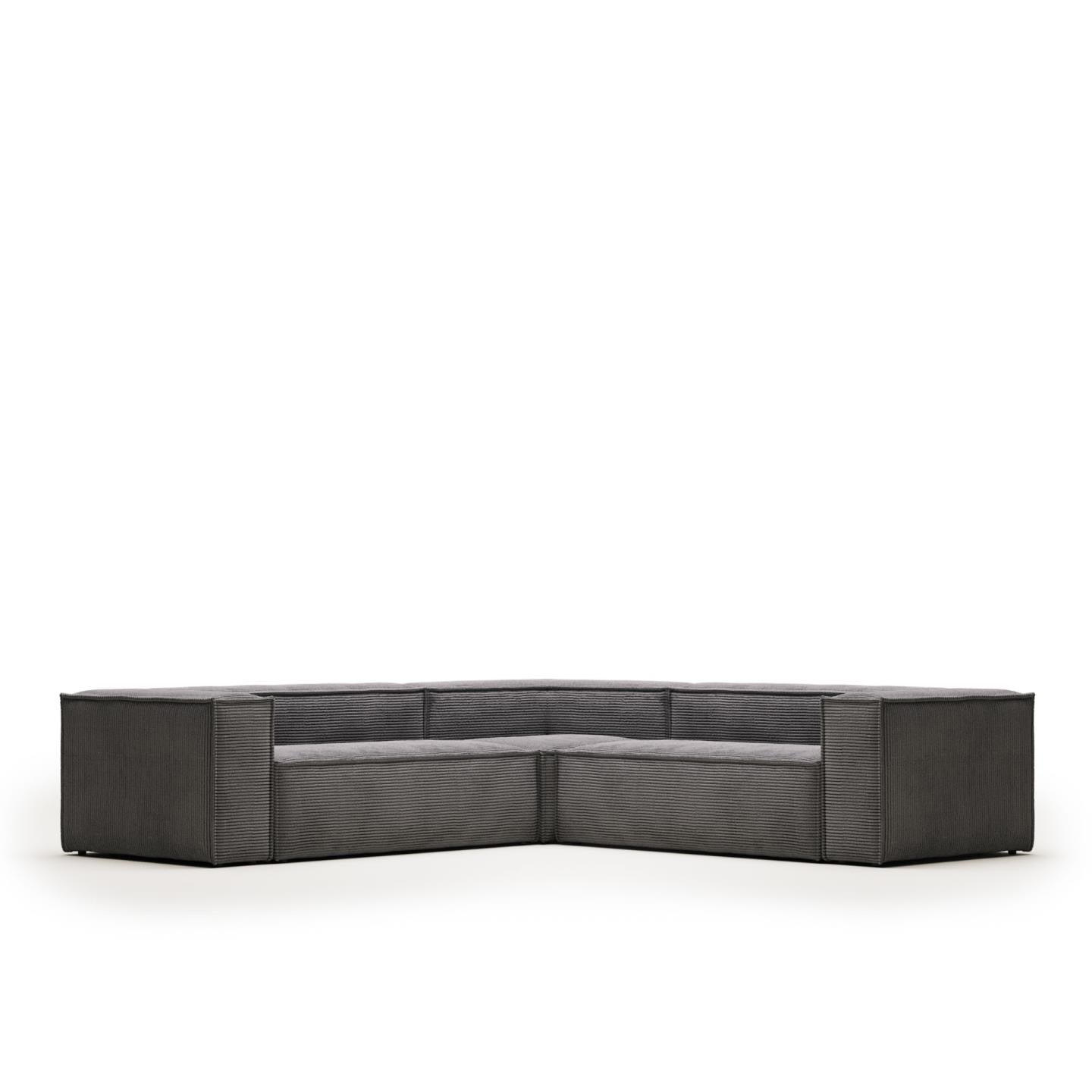 Lund 4 Seater Corner Sofa - Grey Corduroy