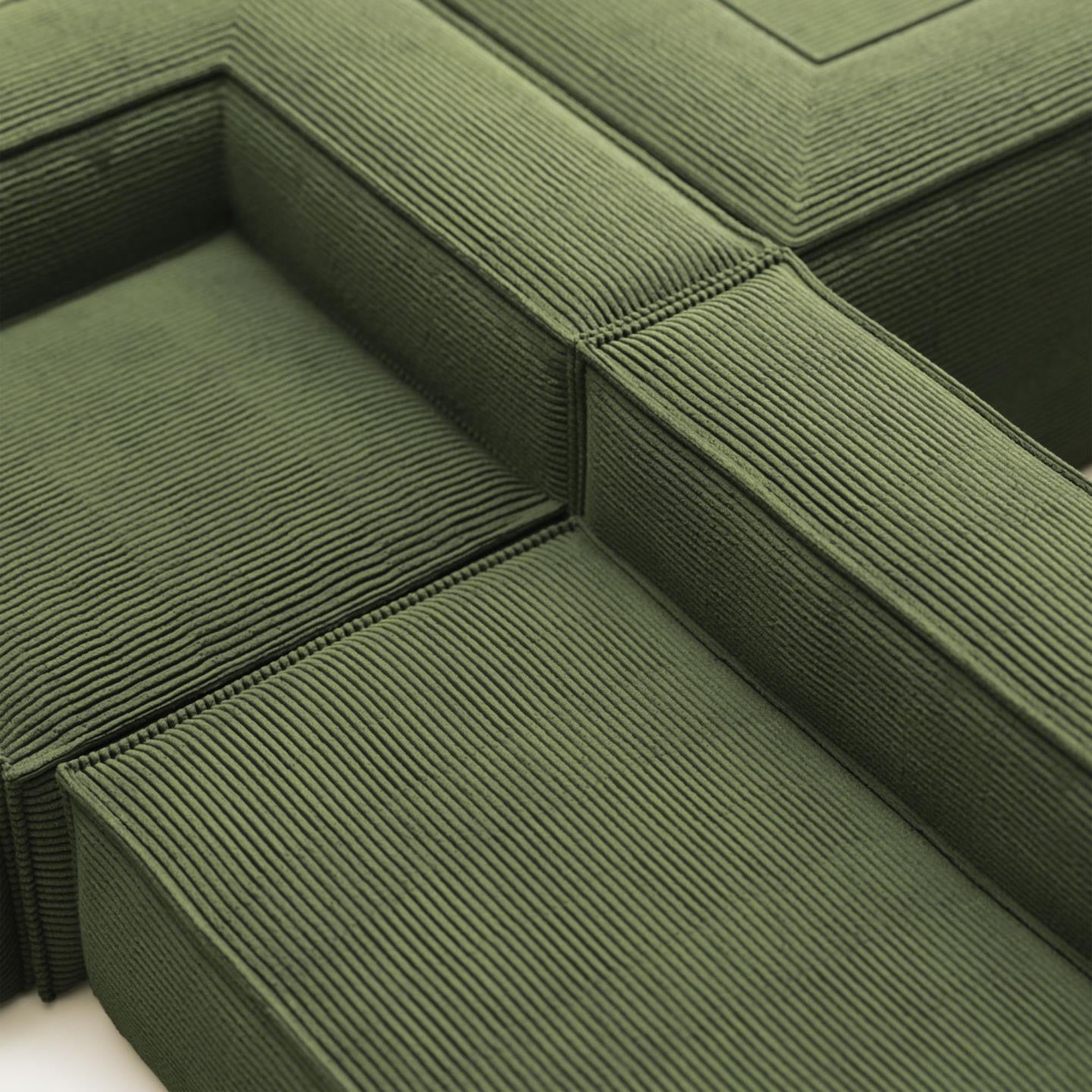 Lund 4 Seater Corner Sofa - Green Corduroy