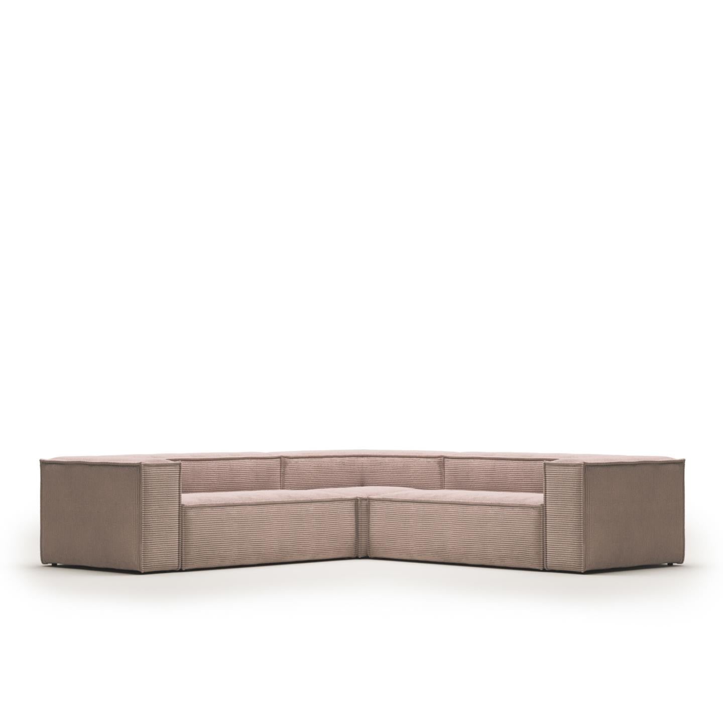 Lund 4 Seater Corner Sofa - Pink Corduroy