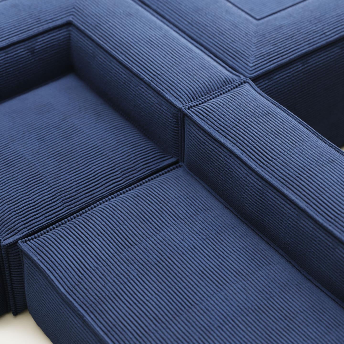 Lund 4 Seater Corner Sofa - Blue Corduroy