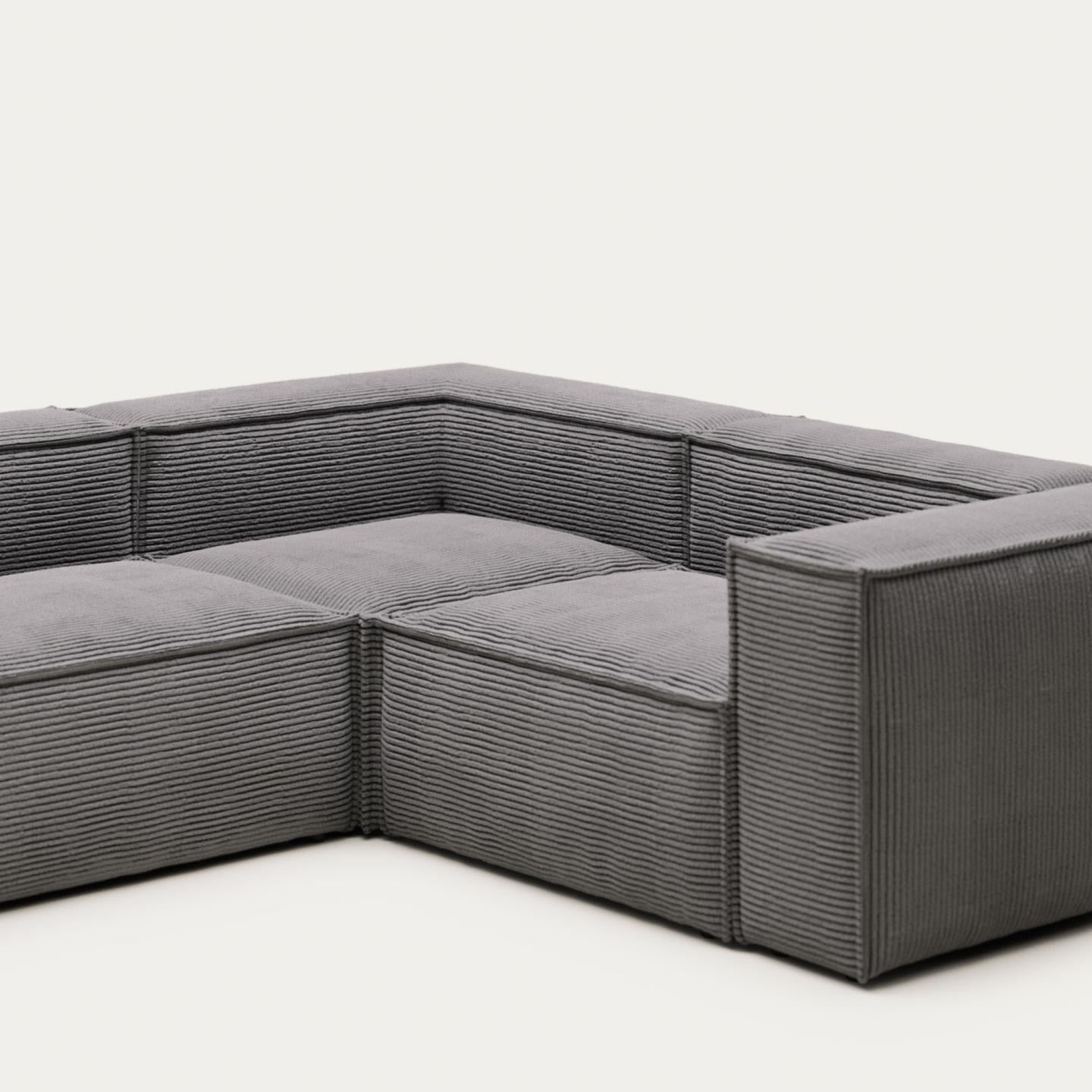 Lund 3 Seater Corner Sofa - Grey Corduroy