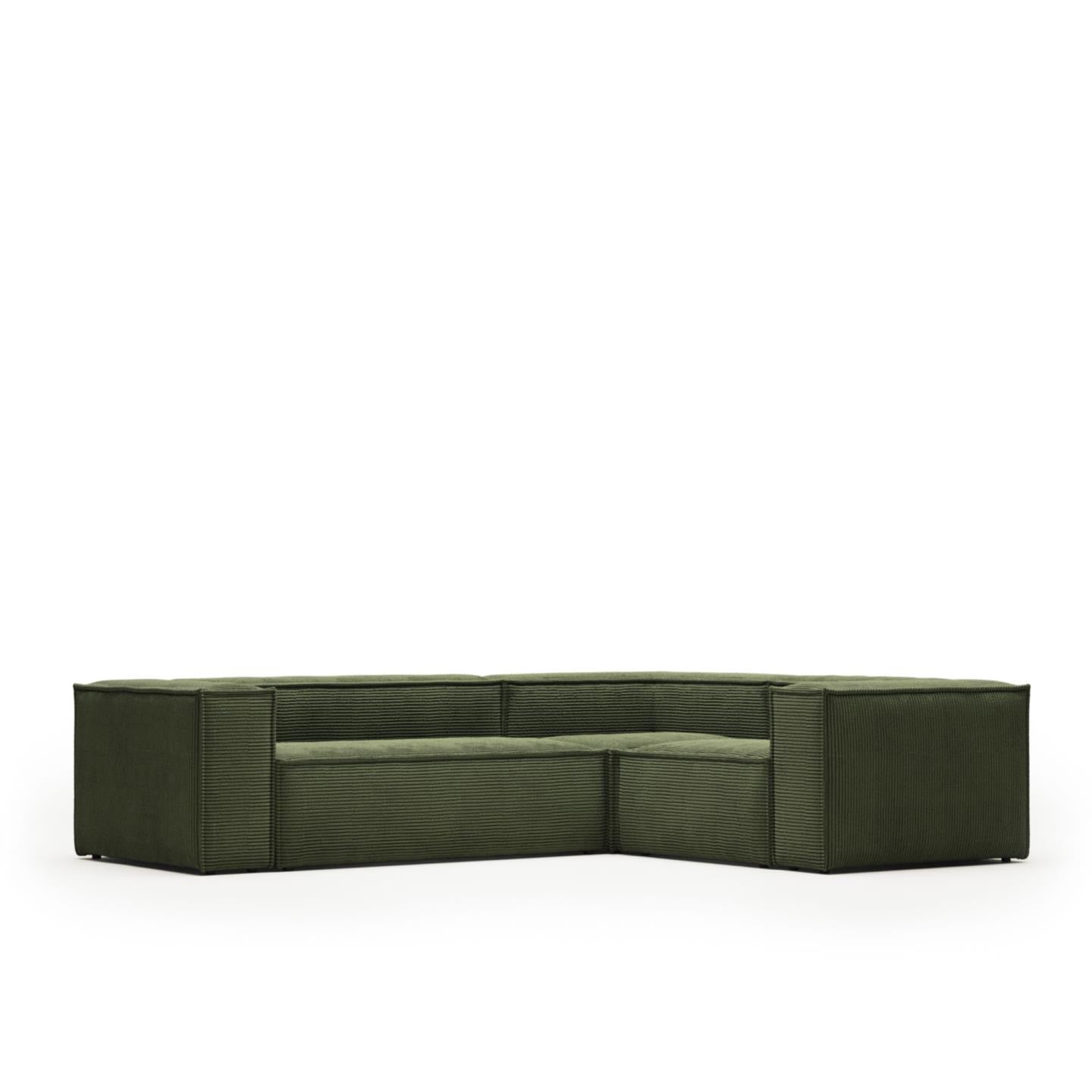 Lund 3 Seater Corner Sofa - Green Corduroy