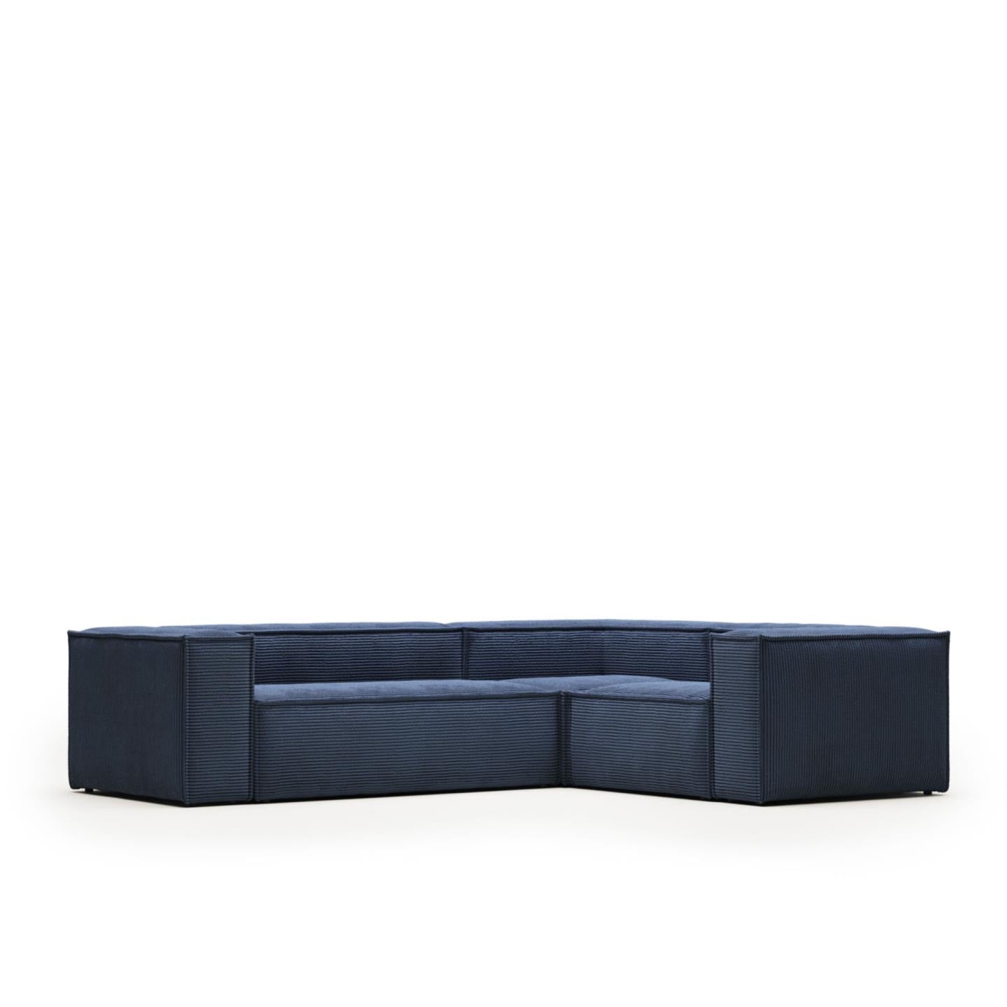 Lund 3 Seater Corner Sofa - Blue Corduroy