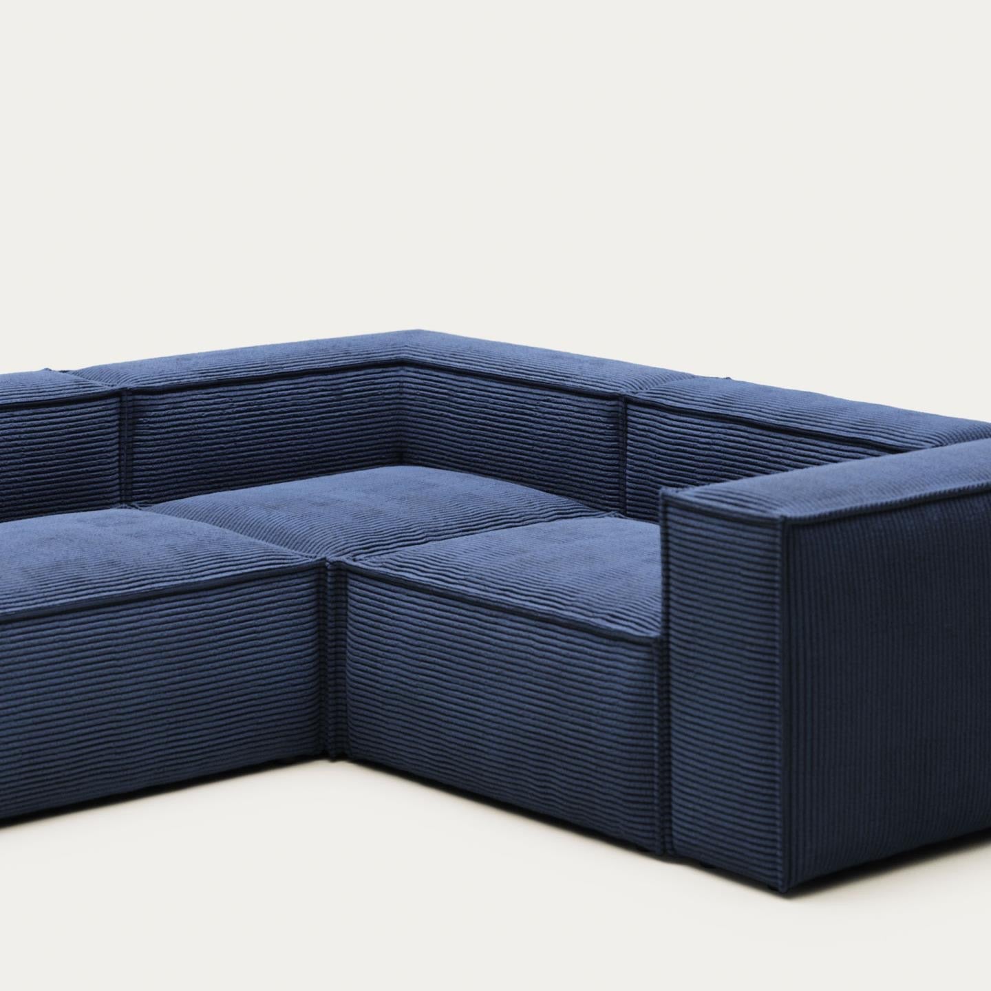 Lund 3 Seater Corner Sofa - Blue Corduroy