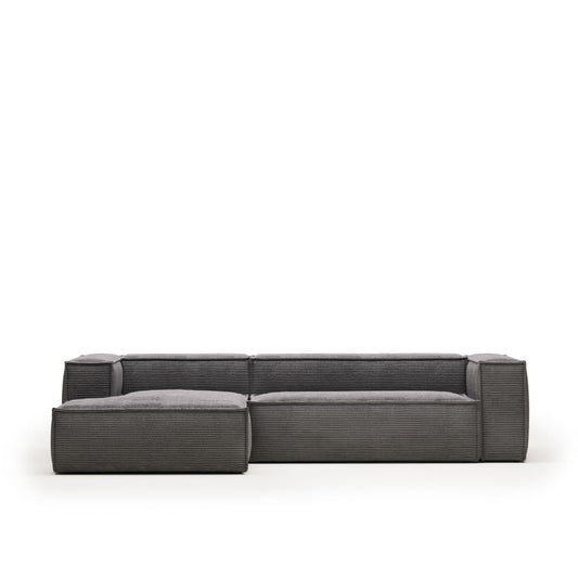 Lund 3 Seater Sofa with Left Side Chaise - Grey Corduroy