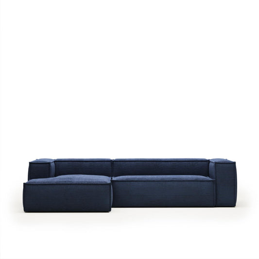 Lund 3 Seater Sofa with Left Side Chaise - Blue Corduroy