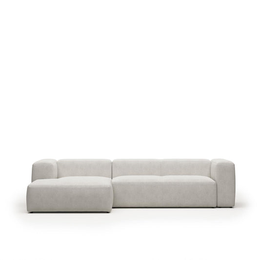 Lund 3 Seater Sofa with Left Side Chaise - White Fleece