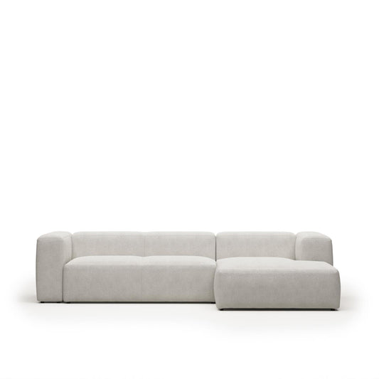 Lund 3 Seater Sofa with Right Side Chaise - White Fleece