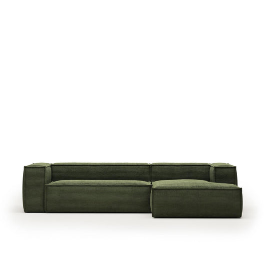 Lund 3 Seater Sofa with Right Side Chaise - Green Corduroy