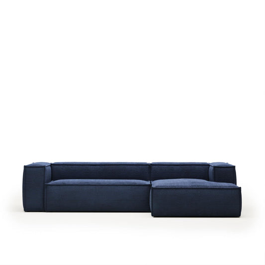 Lund 3 Seater Sofa with Right Side Chaise - Blue Corduroy