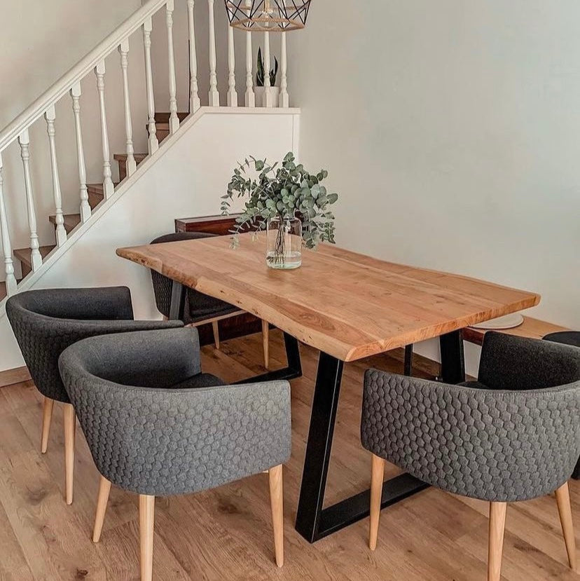 Indiana Solid Acacia Wood Industrial Dining Table (2 Sizes)