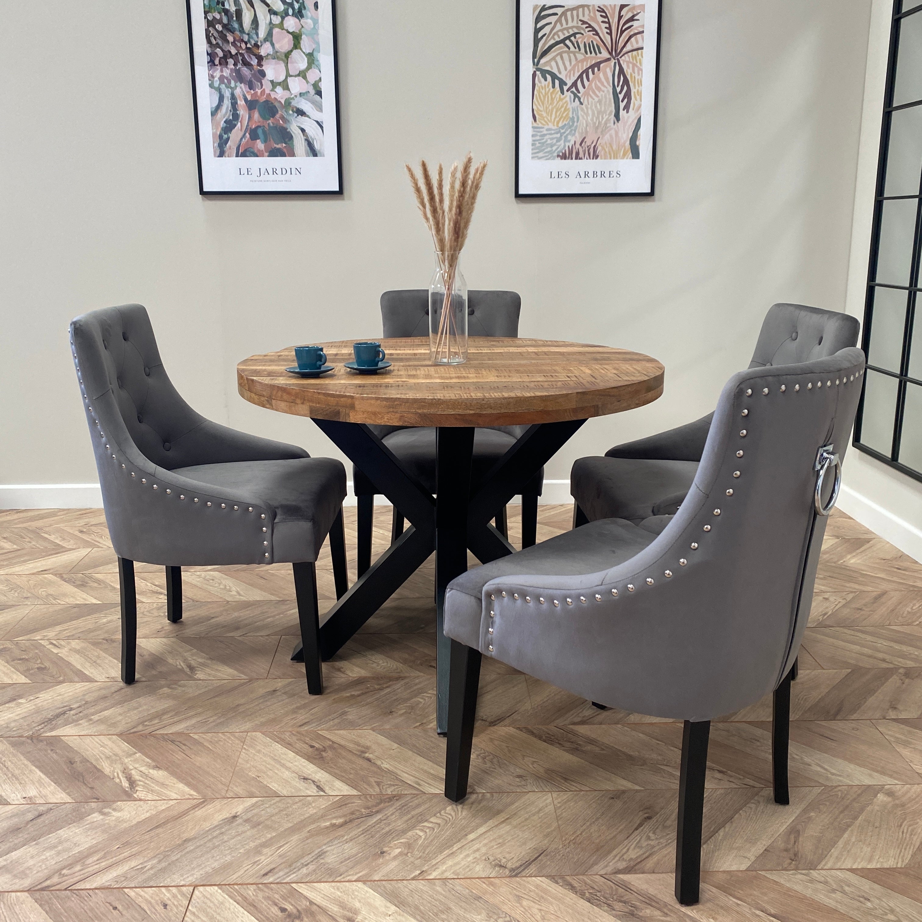 Sara Solid Mango Wood Dining Table Walnut (4 Sizes)