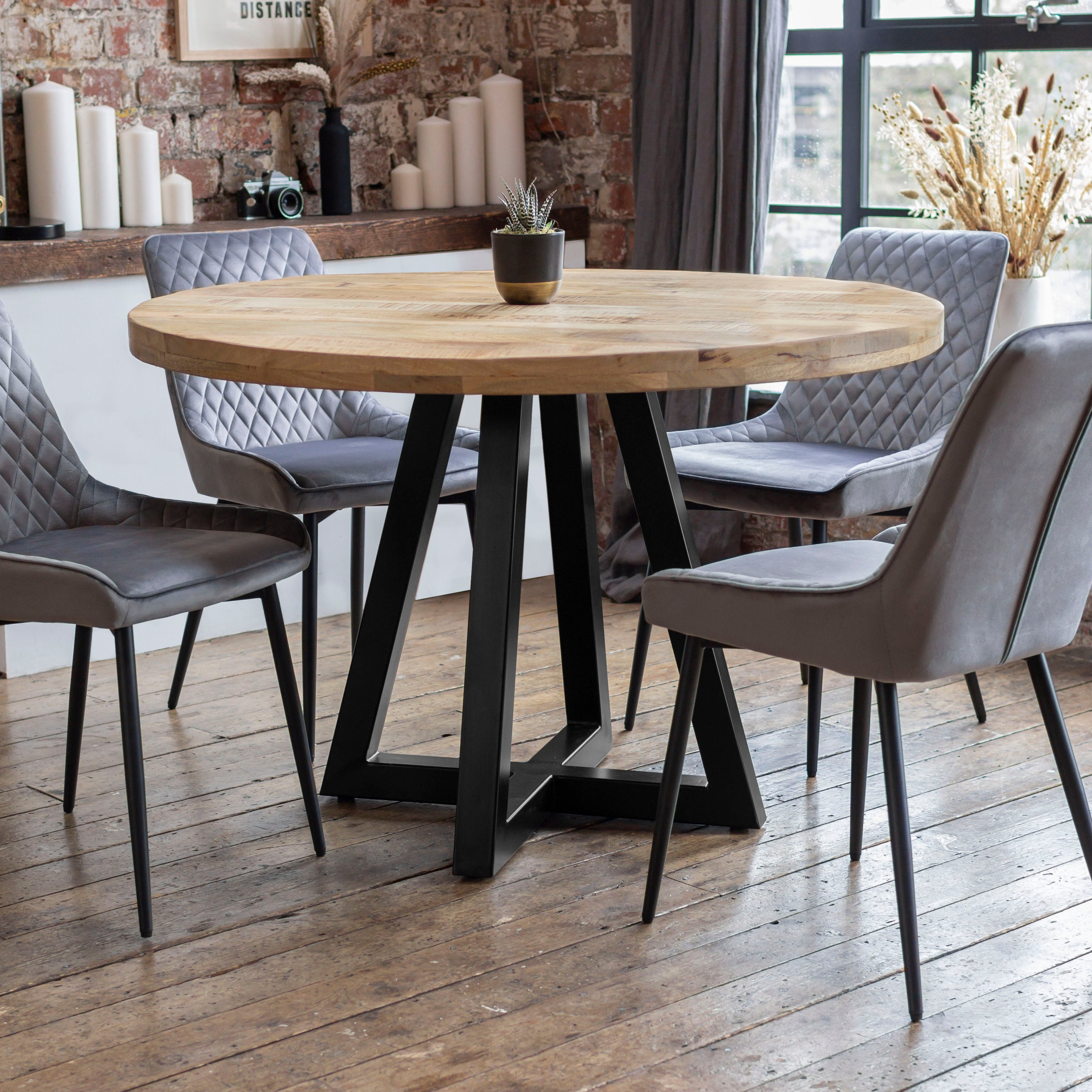 Ida Solid Mango Wood Industrial Dining Table (4 Sizes)
