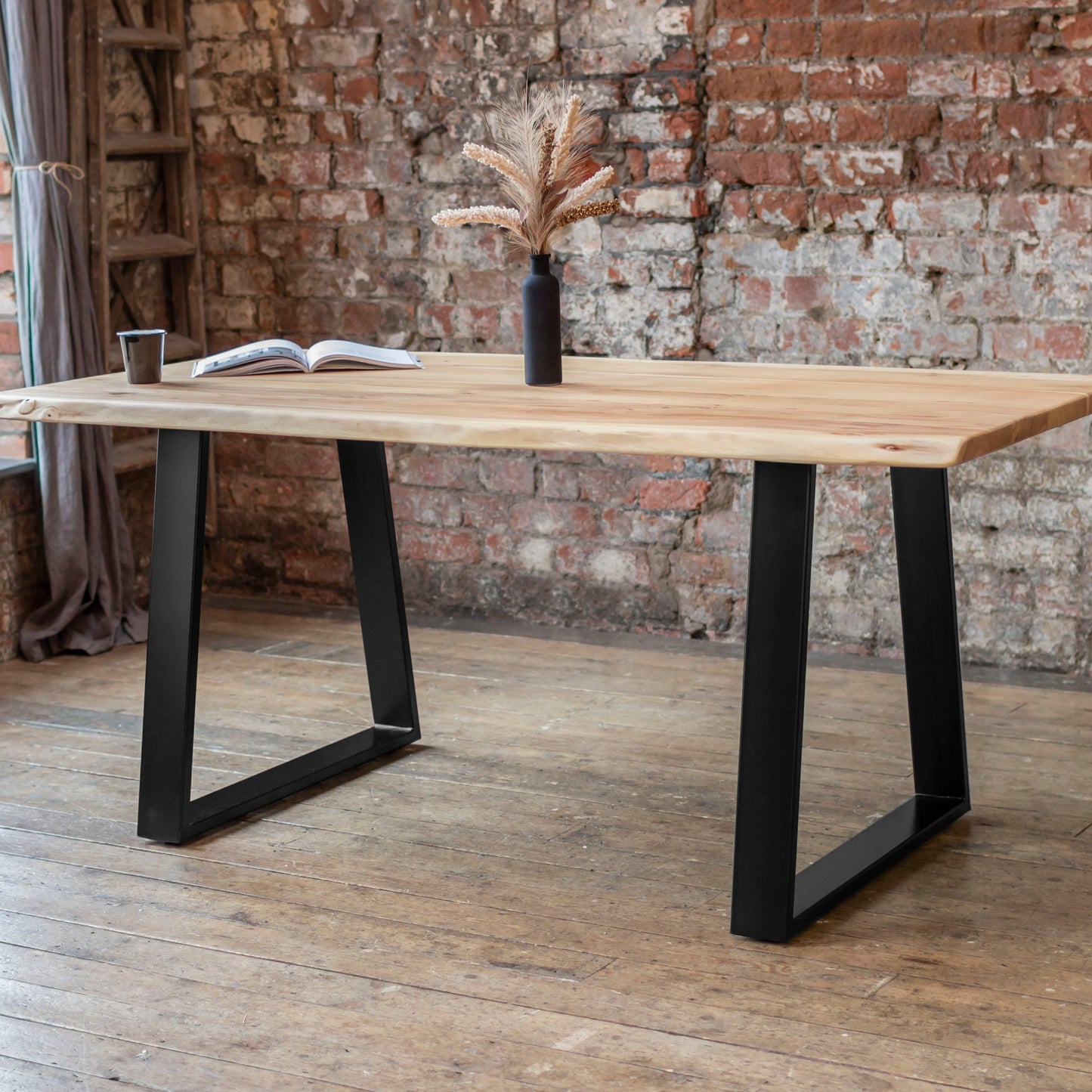 Indiana Solid Acacia Wood Industrial Dining Table (4 Sizes)