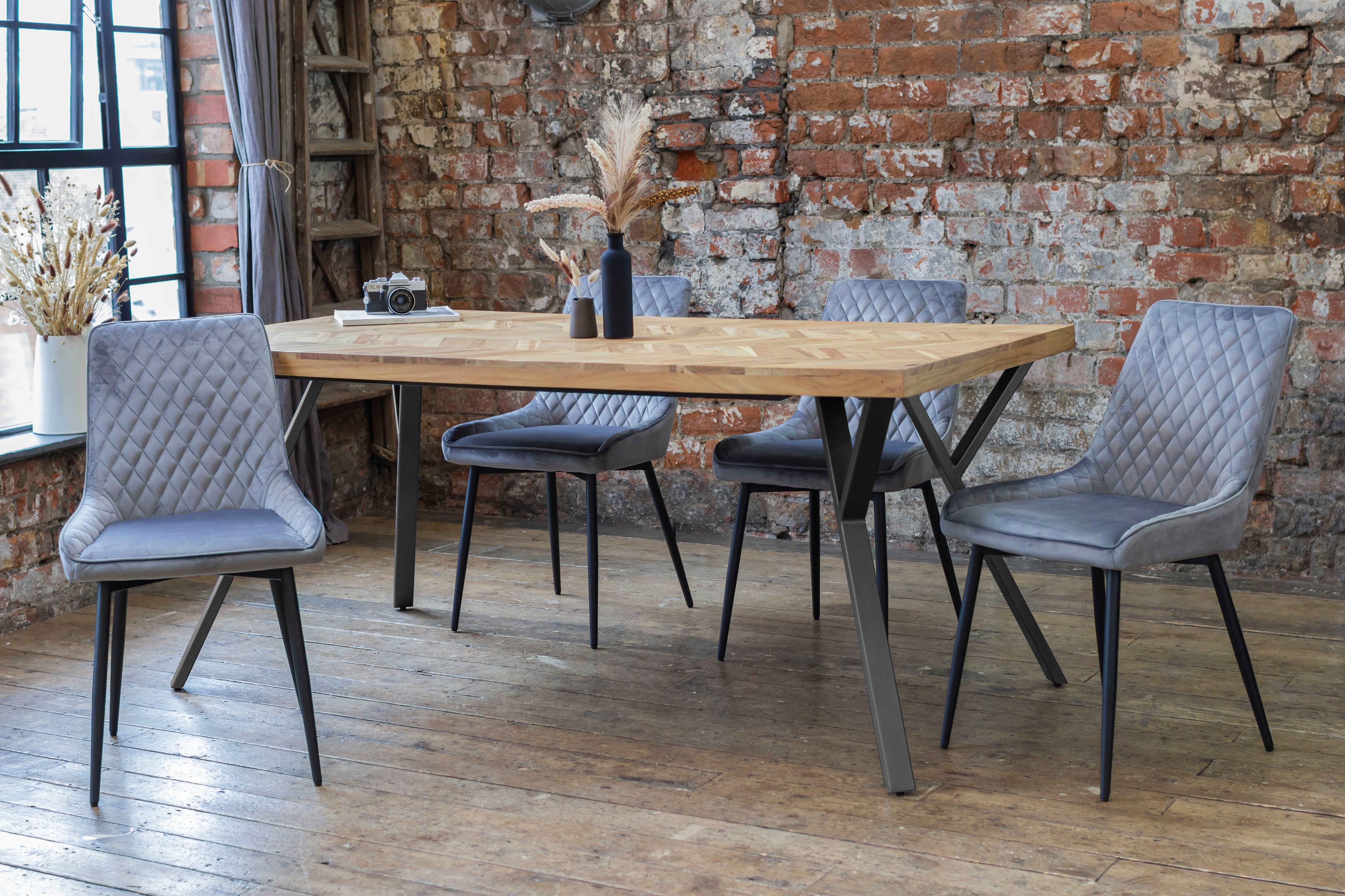 Adria Parquet Style Solid Acacia Wood Dining Table