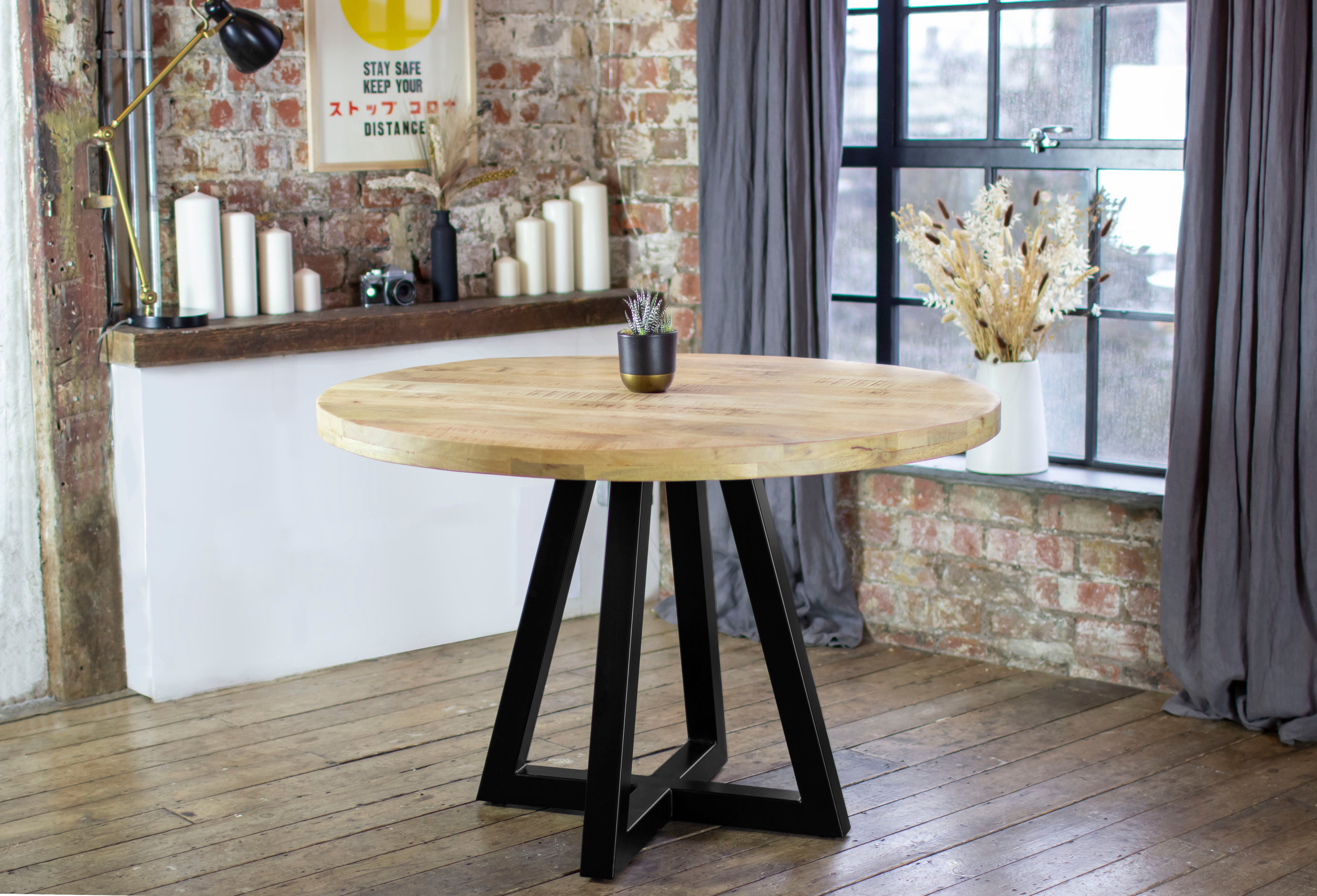 Ida Solid Mango Wood Dining Set with 4 or 6 Portia Dining Chairs in Black