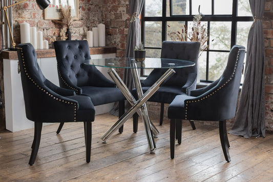 Maia Dining Set with 2 or 4 Portia Dining Chairs in Black
