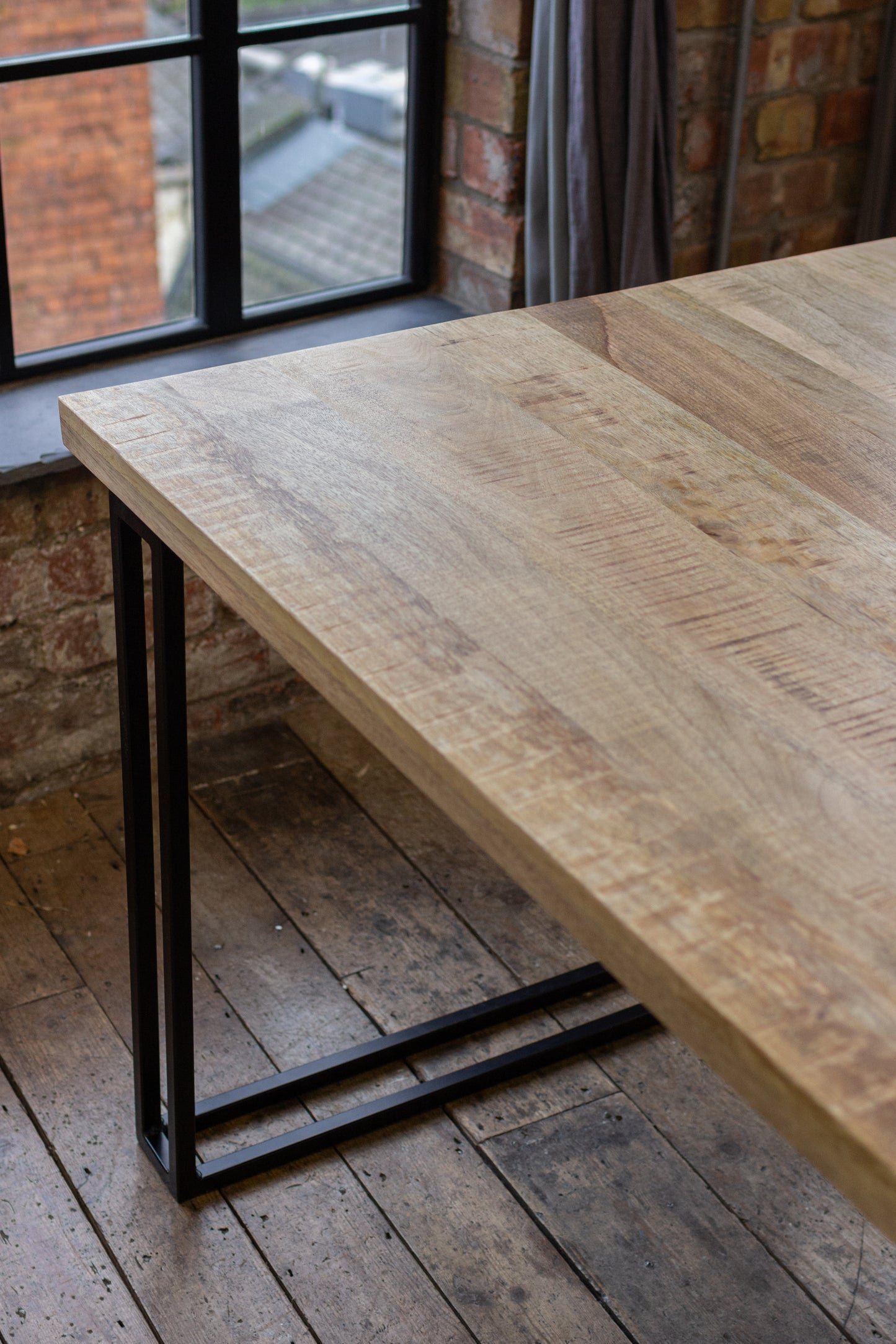 Nara Solid Mango Wood Industrial Dining Table