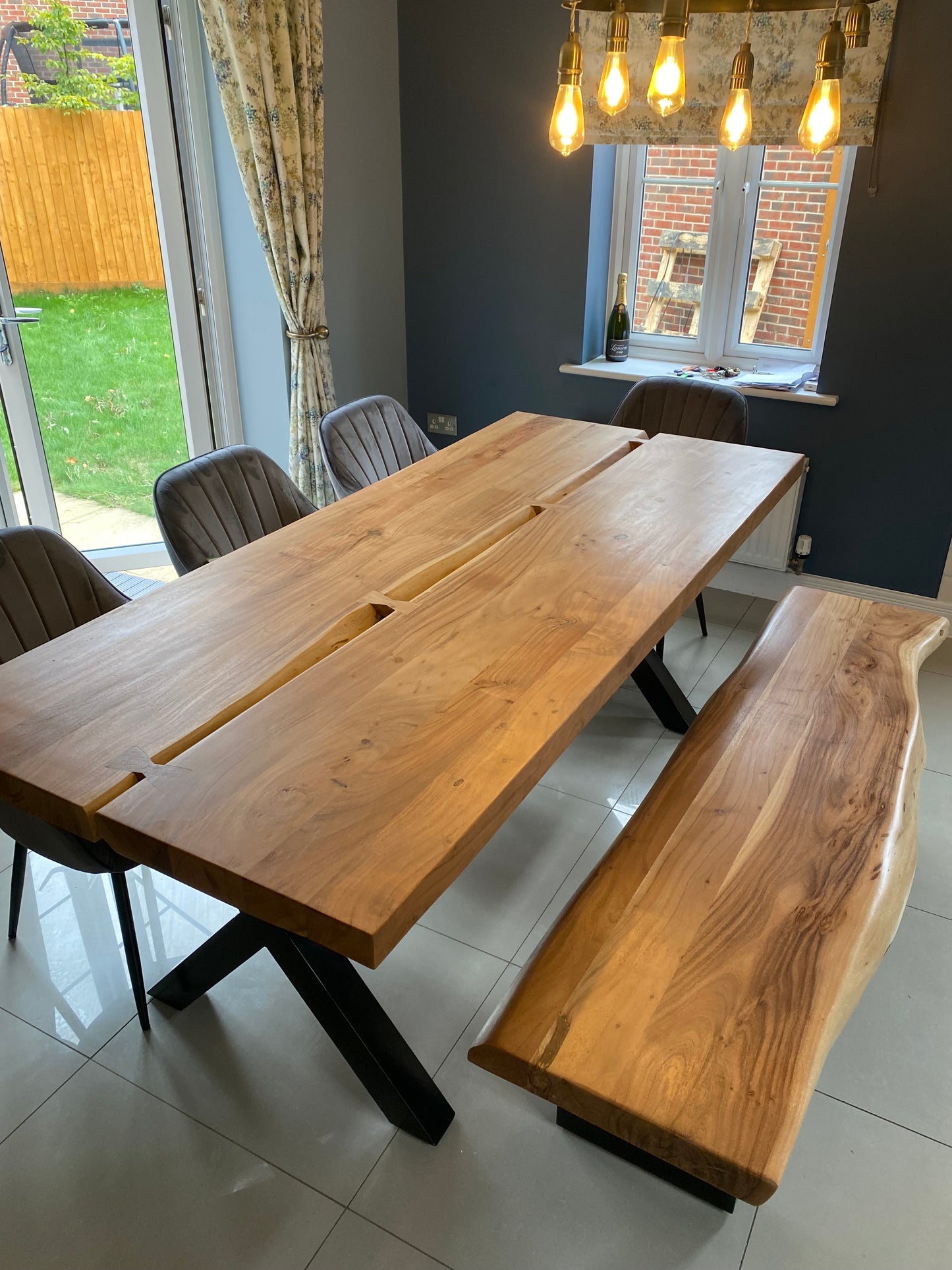 Mountain Solid Acacia Wood Dining Table with Live Edge