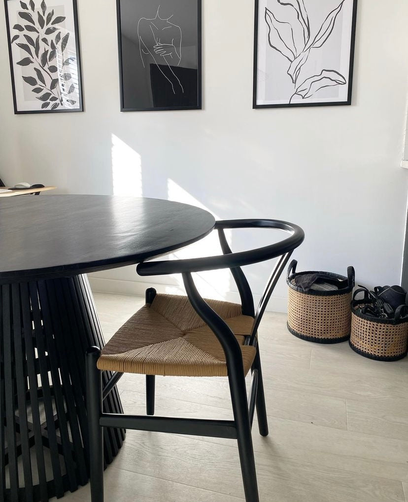 Remi Round Solid Mango Wood Dining Table Black (4 Sizes)