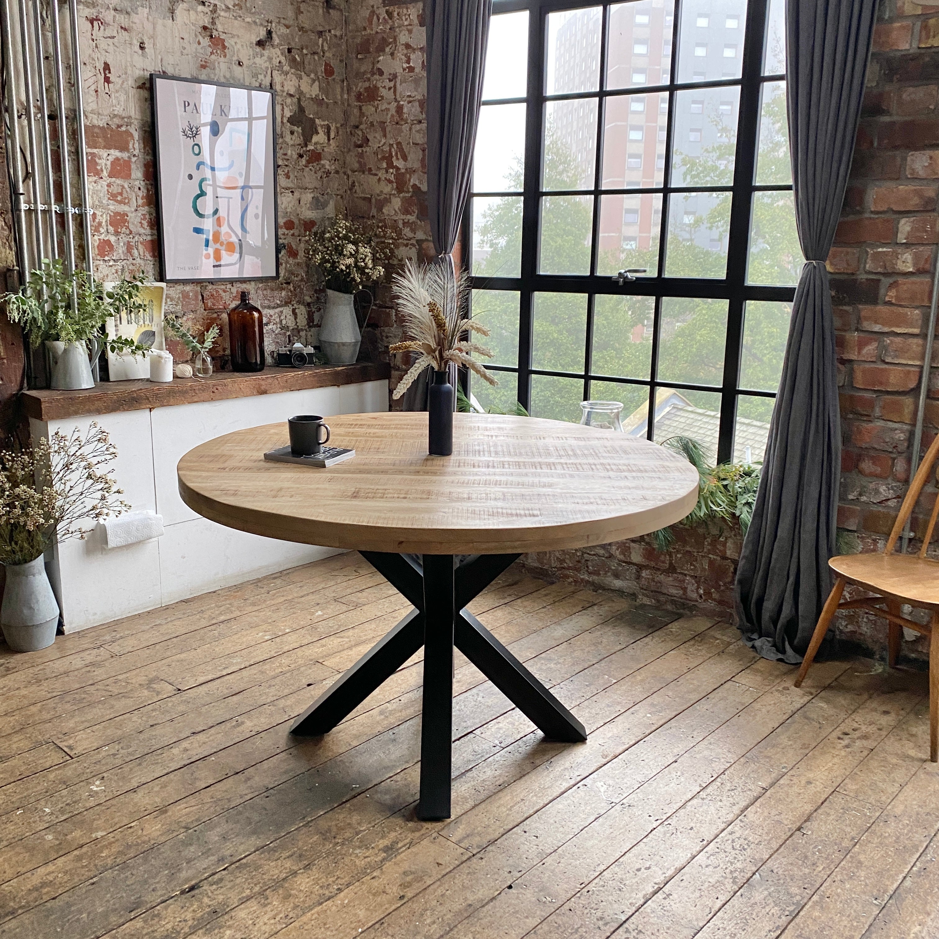 Sara Solid Mango Wood Dining Table with Walnut Wash (4 Sizes)