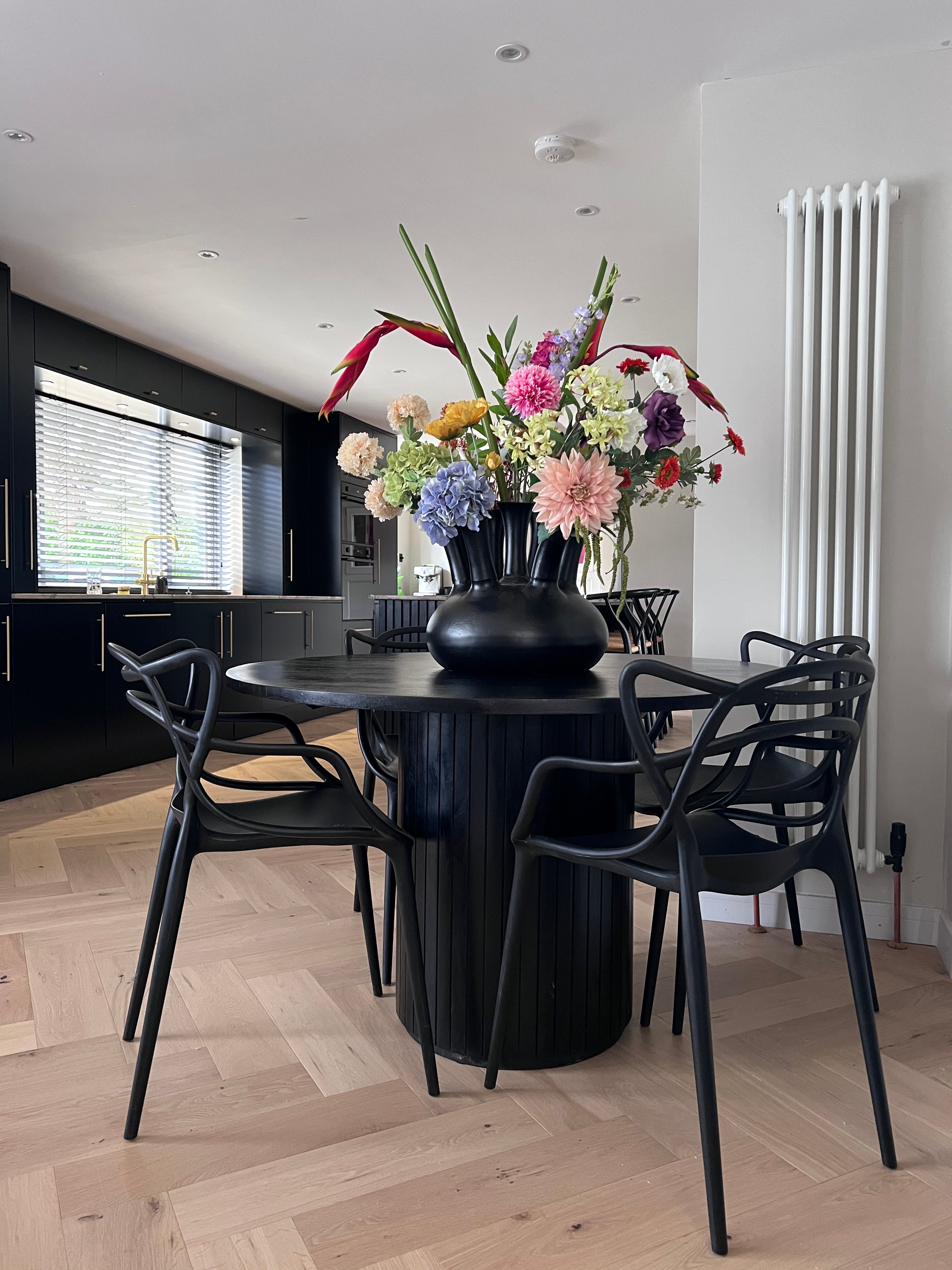 Lucia Solid Mango Wood Dining Table Black (2 Sizes)