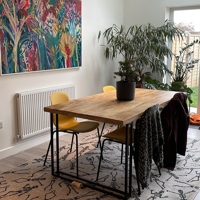 Nara Solid Mango Wood Industrial Dining Table