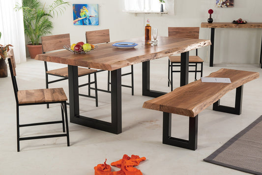 Dalia Solid Acacia Wood Dining Table and Bench Set (2 Sizes)