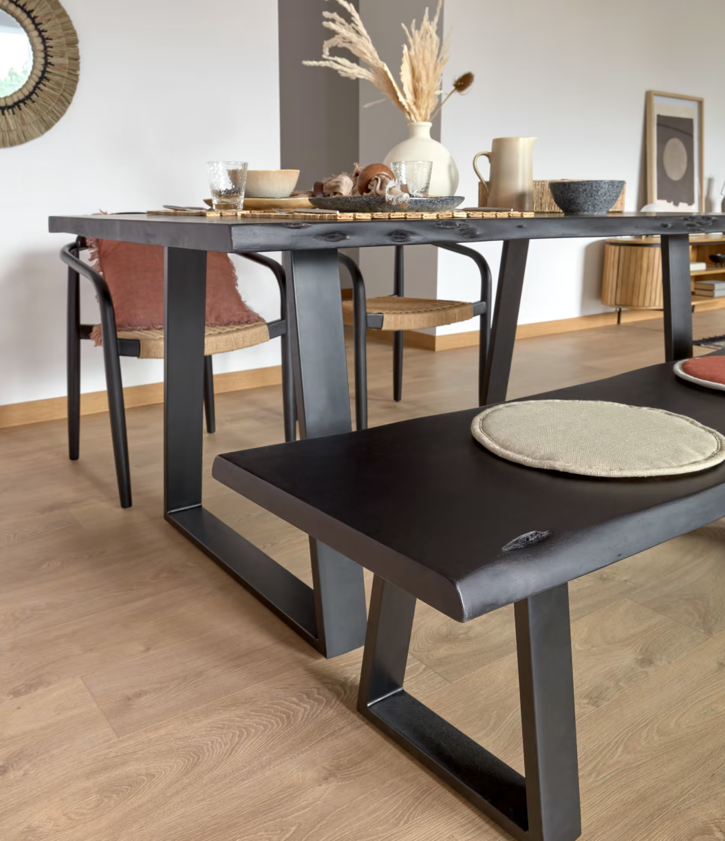 Acacia wood dining bench deals