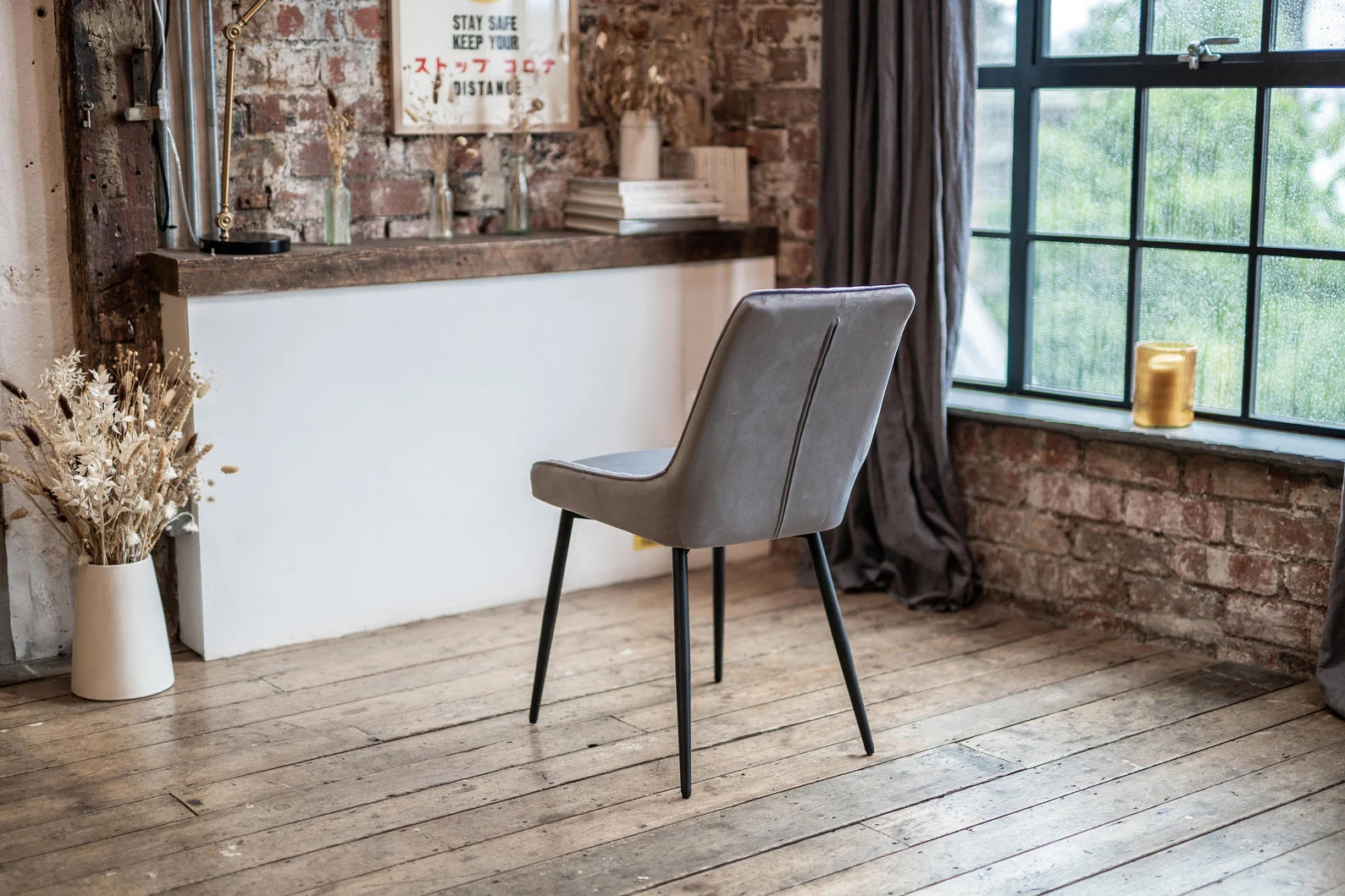 Sara Dining Set with 2-6 Ava Dining Chairs in Grey