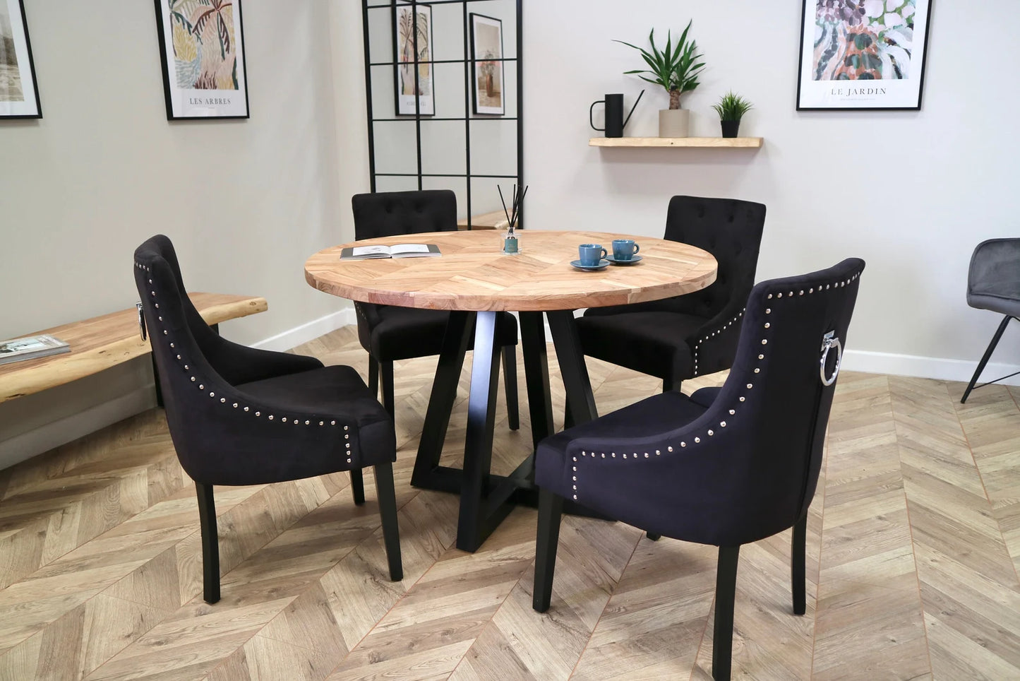 Cala Dining Set with 4 or 6 Portia Dining Chairs in Black